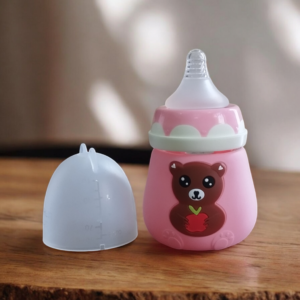 Baby Glass Feeder with Silicon Cover For Newborn 100ml 3oz Imported