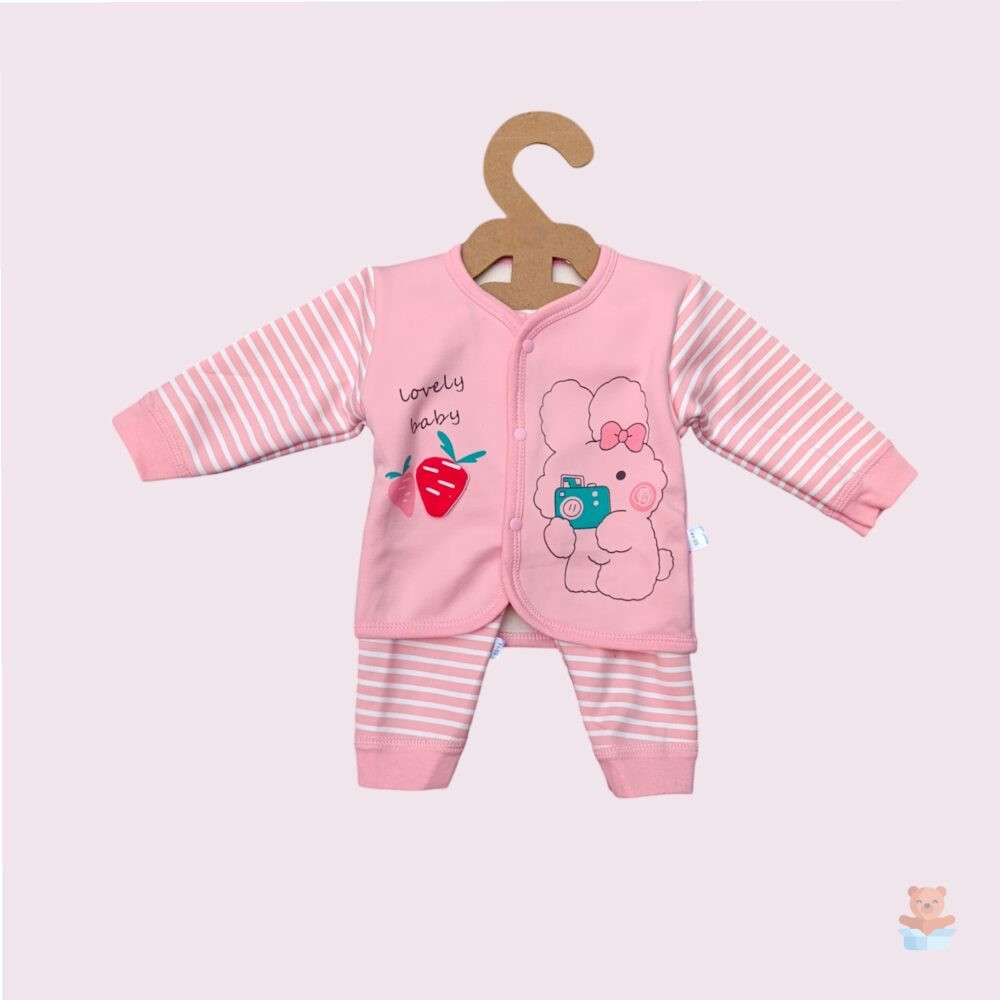 Baby Cotton Blended Full Sleeve Trouser and Shirt for Newborn baby 0-3 Months Pink