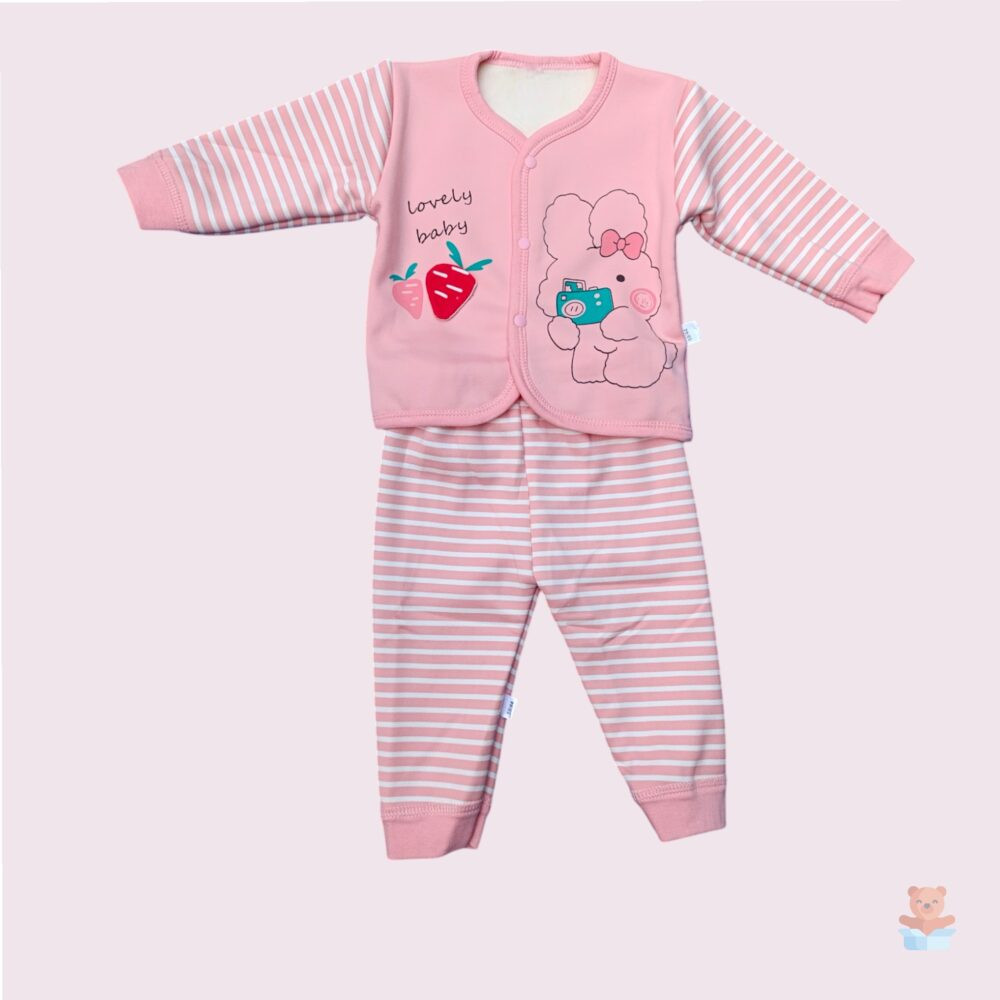 Baby Cotton Blended Full Sleeve Trouser and Shirt for Newborn baby 0-3 Months Pink 2